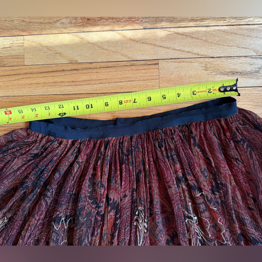 Vintage sheer Paisley Print Flowing Midi Skirt in Rust - Picture 3 of 4
